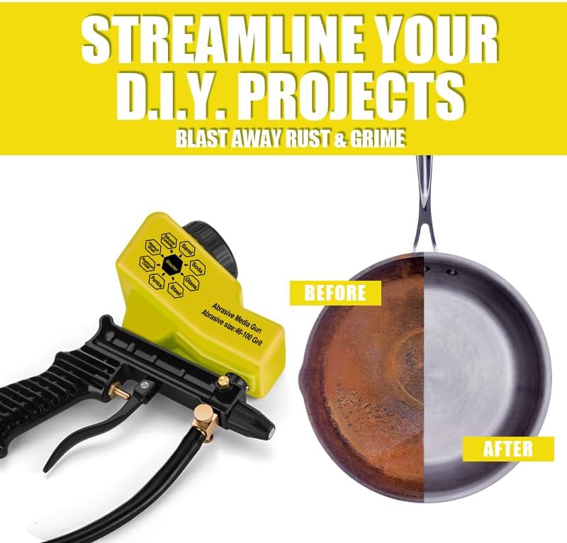 NANPU Light-Duty Air Sandblaster Gun Kit with Siphon & Gravity Feed, Ceramic Nozzle, Metal Body, for Small Project Surface Prep, Paint & Rust Removal, Metal/Wood/Glass Etching, Requires Air Compressor - Image 5